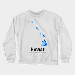 Hawaii state map abstract blue Crewneck Sweatshirt